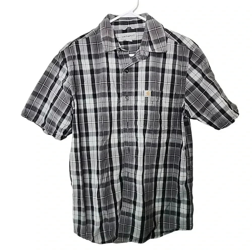 Carhartt relaxed fit plaid short sleeve Button up Shirt.  Size Medium - Picture 7 of 7